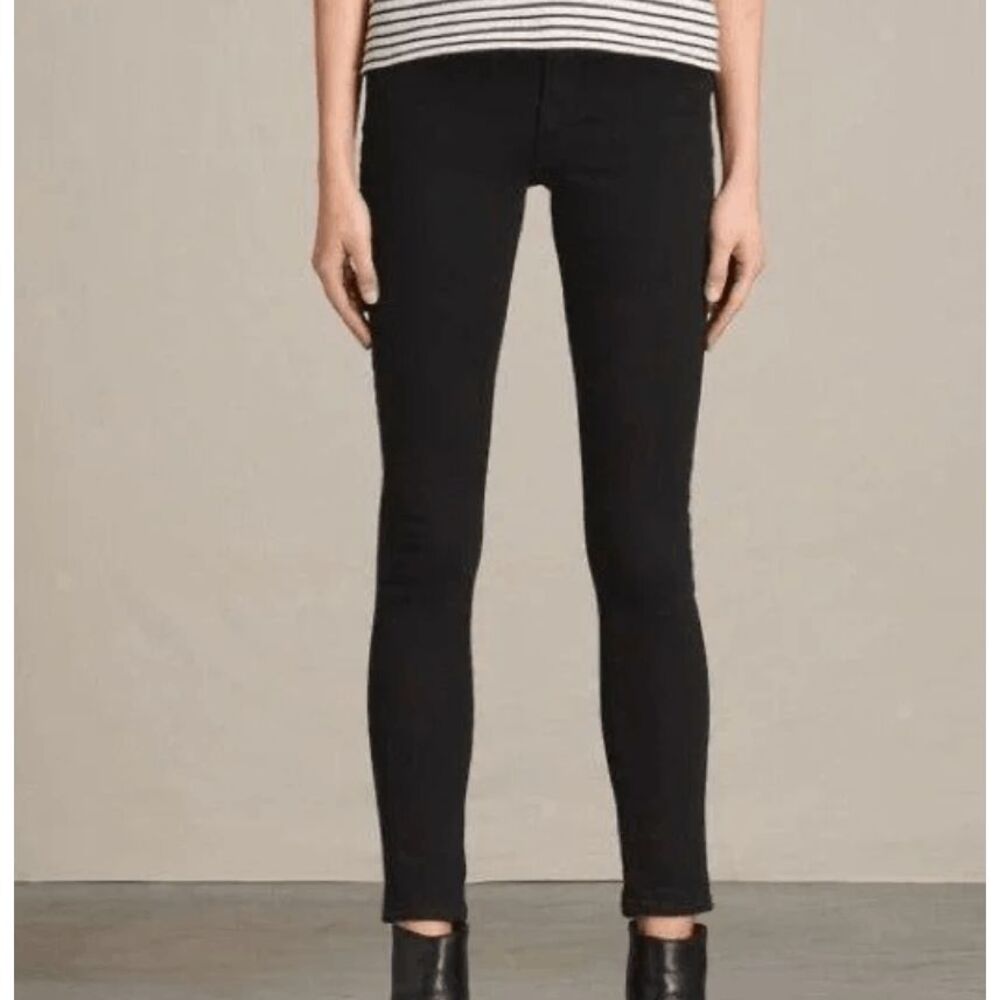 ALL SAINTS Jewel Jeans Jet Black Skinny Leggings 5 pocket Stretch Sizeβ 26
